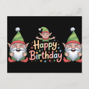 Alles Gute zum Geburtstag Gnom- und Elf-Design Feiertagspostkarte