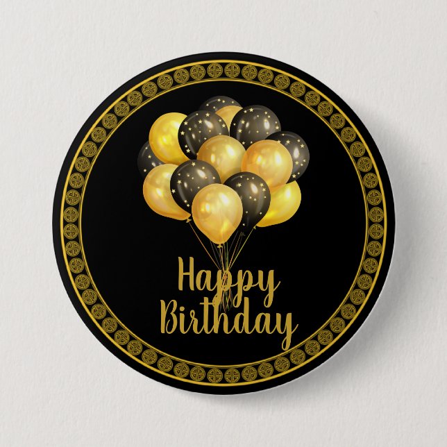 Alles Gute zum Geburtstag, Gold und Schwarz, Button (Vorderseite)