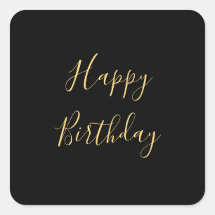 Alles Gute zum Geburtstag Golden Gelb Benutzerdefi Quadratischer Aufkleber