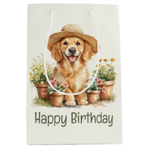Alles Gute zum Geburtstag Golden Retriever Hund Gä Mittlere Geschenktüte