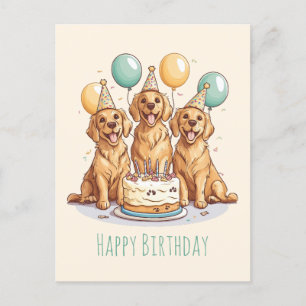 Alles Gute zum Geburtstag Golden Retriever Hunde Postkarte