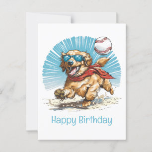 Alles Gute zum Geburtstag Golden Retriever spielt  Postkarte