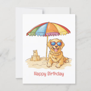 Alles Gute zum Geburtstag Golden Retriever Strand  Postkarte