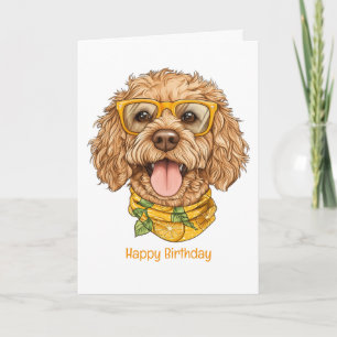 Alles Gute zum Geburtstag Goldendoodle Hund Sonnen Karte