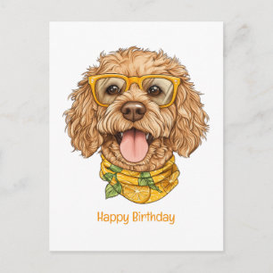 Alles Gute zum Geburtstag Goldendoodle Hund Sonnen Postkarte