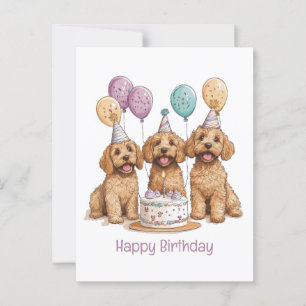 Alles Gute zum Geburtstag Goldendoodle Hunde Gebur Postkarte