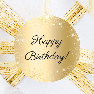 Alles Gute zum Geburtstag Goldglitter Runder Aufkleber