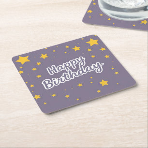 Alles Gute zum Geburtstag Goldsterne auf Blau  Rechteckiger Pappuntersetzer