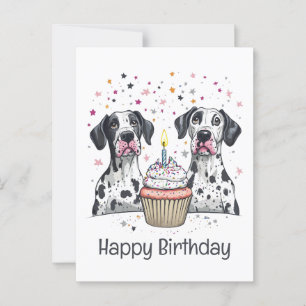 Alles Gute zum Geburtstag Great Dane Hunde Cupcake Postkarte