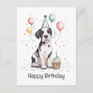 Alles Gute zum Geburtstag Great Dane Welpe Cupcake Postkarte
