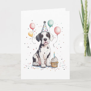Alles Gute zum Geburtstag Great Dane Welpen Cupcak Karte