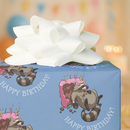 Alles Gute zum Geburtstag! Greedy Cake Eater Carto Geschenkpapier