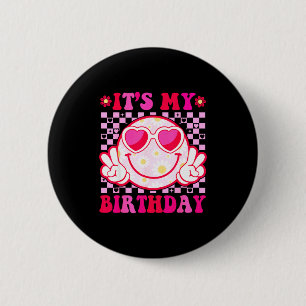 Alles Gute zum Geburtstag Groovy Smile Gesicht Fra Button