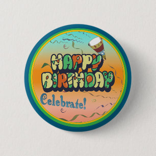 Alles Gute zum Geburtstag Grün Blau Gelb Orange Button