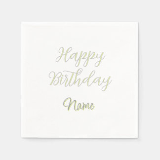 Alles Gute zum Geburtstag grün pastell grau Name D Serviette
