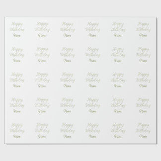 Alles Gute zum Geburtstag grün pastellgrauer Name Geschenkpapier