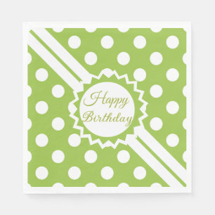 Alles Gute zum Geburtstag Grün und Weiße Tupfen Serviette