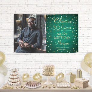 ALLES GUTE ZUM GEBURTSTAG Grüner und goldener Foto Banner