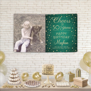 ALLES GUTE zum Geburtstag Grüner und Goldener Hint Banner