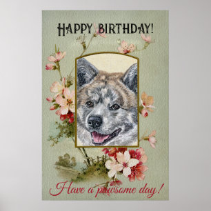 Alles Gute zum Geburtstag Gruß Akita inu Tigerfarb Poster