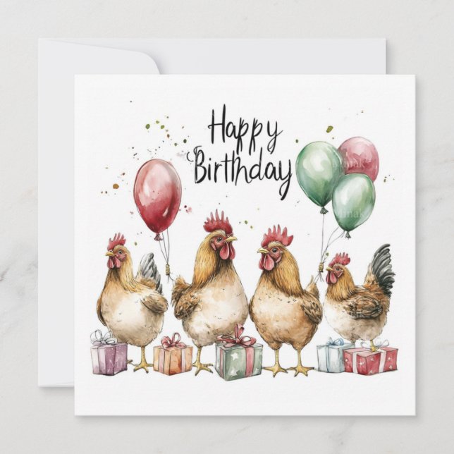 Alles Gute zum Geburtstag Hähne FLAT CARD (Vorderseite)