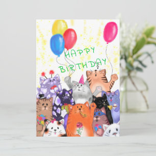 Alles Gute zum Geburtstag - Happy Cat Party Cartoo