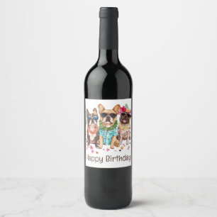 Alles Gute zum Geburtstag Hawaiianische Französisc Weinetikett