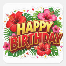 Alles Gute zum Geburtstag Hibiskus Aufkleber