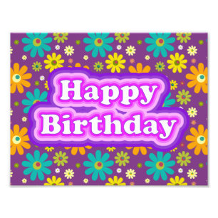 Alles Gute zum Geburtstag Hippie Blumen Fotodruck