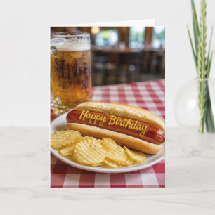 Alles Gute zum Geburtstag Hot Dog und Bier Humor Karte