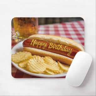 Alles Gute zum Geburtstag Hot Dog und Bier Mousepad