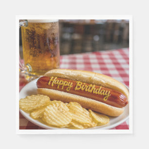 Alles Gute zum Geburtstag Hot Dog und Bier Serviette