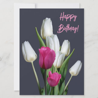 Alles Gute zum Geburtstag hübsche Pink Tulpe flora Feiertagskarte