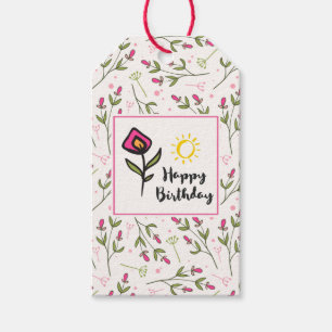 Alles Gute zum Geburtstag - Hübsche Wildblumen und Geschenkanhänger