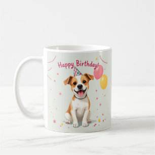 Alles Gute zum Geburtstag Hund mit Partyhut & Luft Kaffeetasse