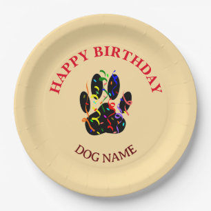 Alles Gute zum Geburtstag Hund Pfote Konfetti Edit Pappteller