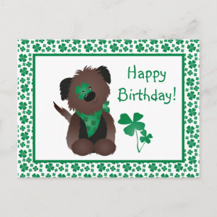 Alles Gute zum Geburtstag Hund Shamrock Grün Postkarte