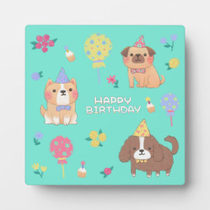 Alles Gute zum Geburtstag: Hunde, Balloons & Blume Fotoplatte