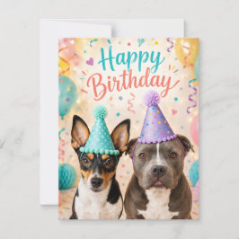 Alles Gute zum Geburtstag Hunde mit Partyhüten Süß Mitteilungskarte
