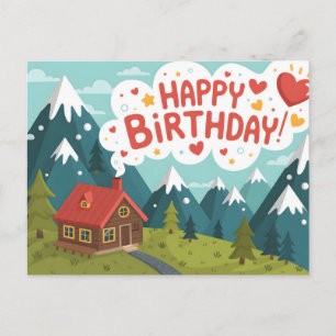 "Alles Gute zum Geburtstag"-Hütte im Gebirge  Postkarte