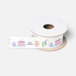 Alles Gute zum Geburtstag - in Rosa und Blau, 1,5' Satinband
