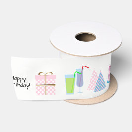 Alles Gute zum Geburtstag - in Rosa und Blau, 3'' Satinband