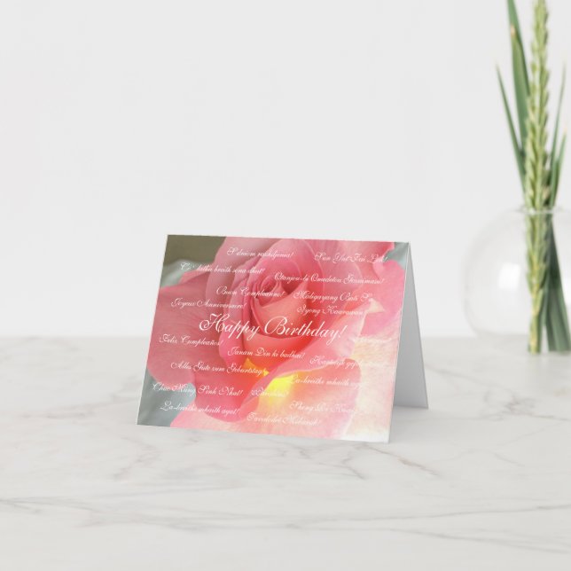 Alles Gute zum Geburtstag in vielen Sprachen Karte (Vorderseite)