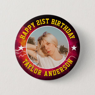 Alles Gute zum Geburtstag Individuelle Foto Cool R Button