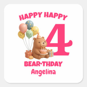 ALLES GUTE ZUM GEBURTSTAG Individueller Teddybär z Quadratischer Aufkleber