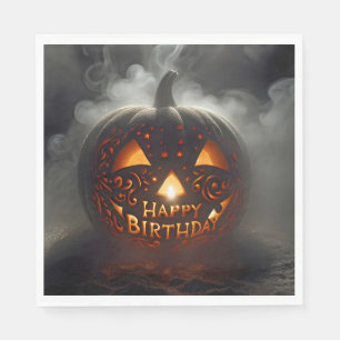 Alles Gute zum Geburtstag Jack-o-lantern im Rauch Serviette