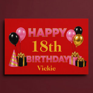 Alles Gute zum Geburtstag, jedes Alter Rot Poster