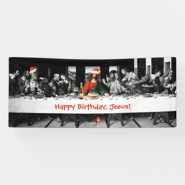 Alles Gute zum Geburtstag, Jesus! Lustiges Banner (Horizontal)