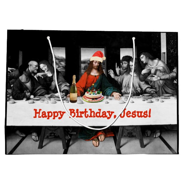 Alles Gute zum Geburtstag, Jesus! Lustiges Große Geschenktüte (Rückseite)