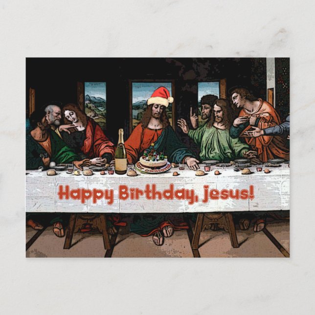 Alles Gute zum Geburtstag, Jesus! Postkarte (Vorderseite)